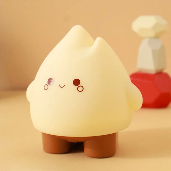 HZ-D01 Cute Flame Shape LED Night Light Rechargeable Silicone Bedside Lamp Stepless Dimming 2 Modes - Style A - 1