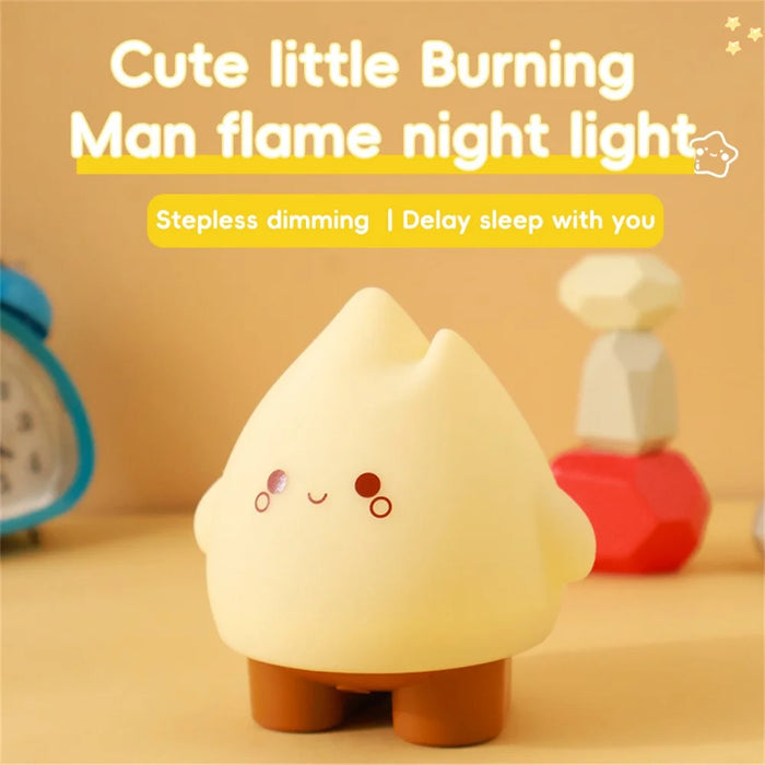 HZ-D01 Cute Flame Shape LED Night Light Rechargeable Silicone Bedside Lamp Stepless Dimming 2 Modes - Style A - 2