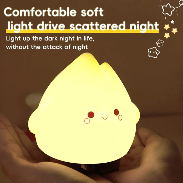 HZ-D01 Cute Flame Shape LED Night Light Rechargeable Silicone Bedside Lamp Stepless Dimming 2 Modes - Style A - 3