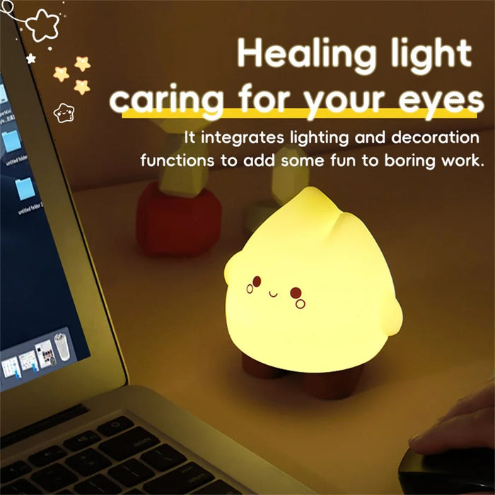 HZ-D01 Cute Flame Shape LED Night Light Rechargeable Silicone Bedside Lamp Stepless Dimming 2 Modes - Style A - 4