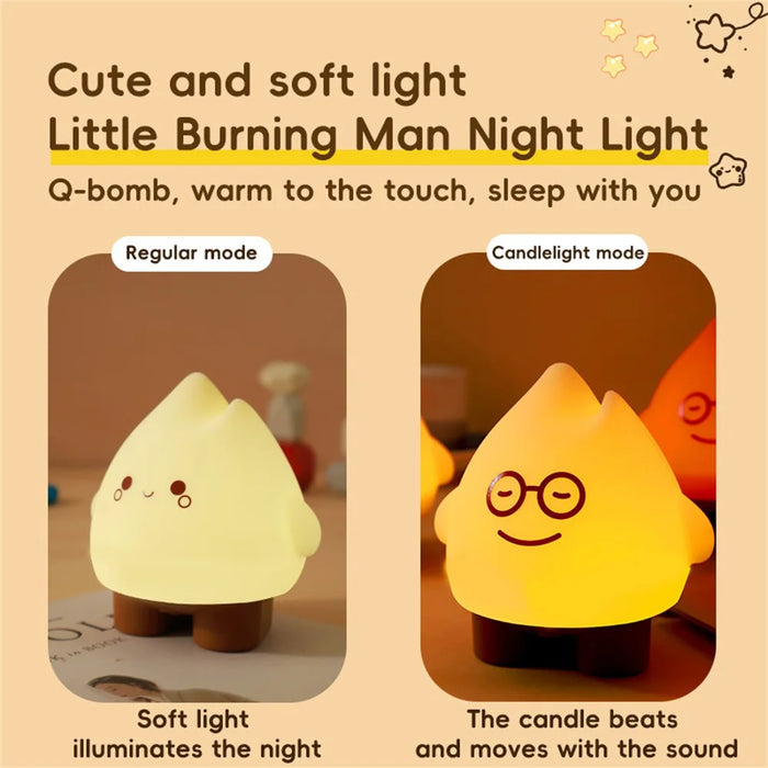 HZ-D01 Cute Flame Shape LED Night Light Rechargeable Silicone Bedside Lamp Stepless Dimming 2 Modes - Style A - 5