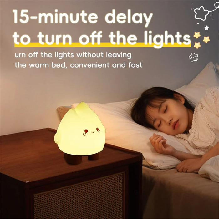HZ-D01 Cute Flame Shape LED Night Light Rechargeable Silicone Bedside Lamp Stepless Dimming 2 Modes - Style A - 6