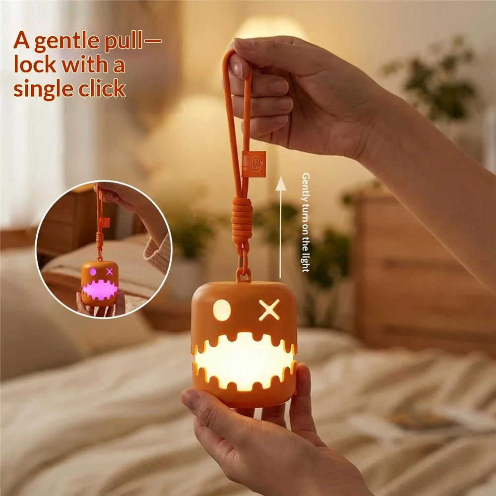 HZ-K10 Halloween Pumpkin LED Night Light 7-Color RGB Rechargeable Lantern with Pull Cord - 3