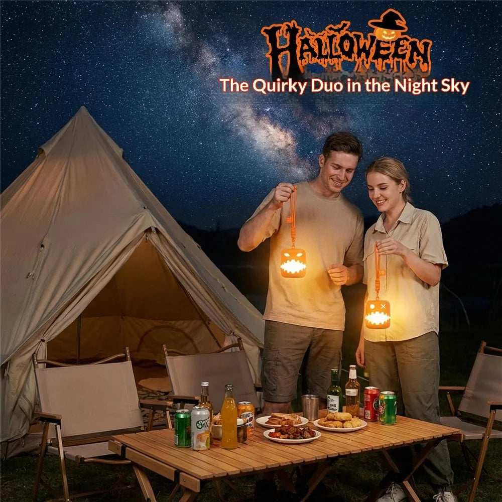 HZ-K10 Halloween Pumpkin LED Night Light 7-Color RGB Rechargeable Lantern with Pull Cord - 6