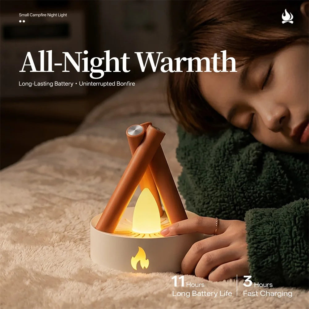 HZ-K12 Bonfire Night Light with 5 White Noise Sounds Portable Sleep Aid for Bedroom - White+Orange - 4