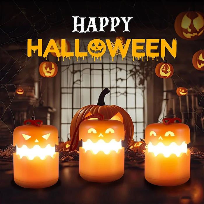 Halloween Pumpkin Lantern Retractable LED Night Light 1800mAh Type-C Rechargeable - Orange - 2