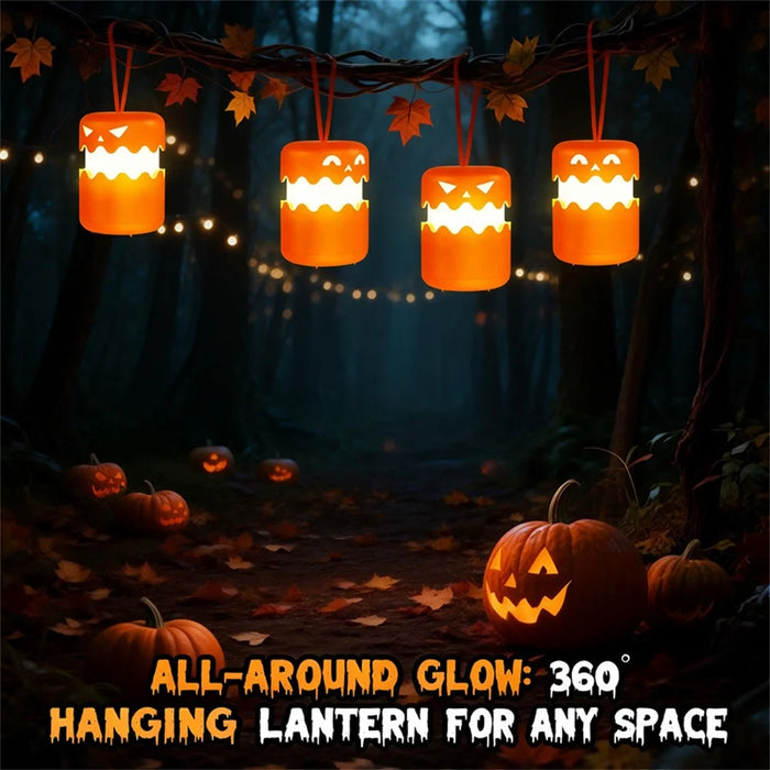 Halloween Pumpkin Lantern Retractable LED Night Light 1800mAh Type-C Rechargeable - Orange - 4
