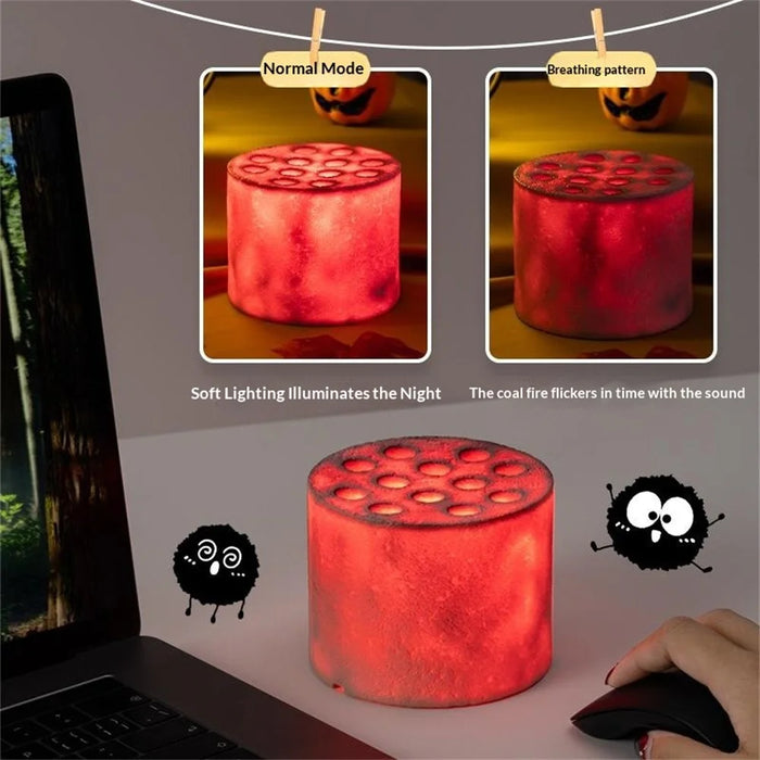 SG016 Coal Briquette Night Light USB Rechargeable Touch LED Bedside Lamp with Breathing Mode - 4