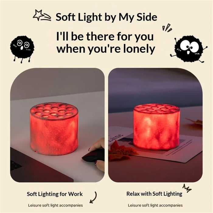 SG016 Coal Briquette Night Light USB Rechargeable Touch LED Bedside Lamp with Breathing Mode - 6