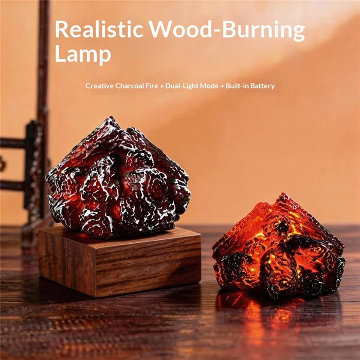 K06 LED Charcoal Flame Lamp Dual Mode USB Rechargeable Simulated Wood Burning Night Light - 2