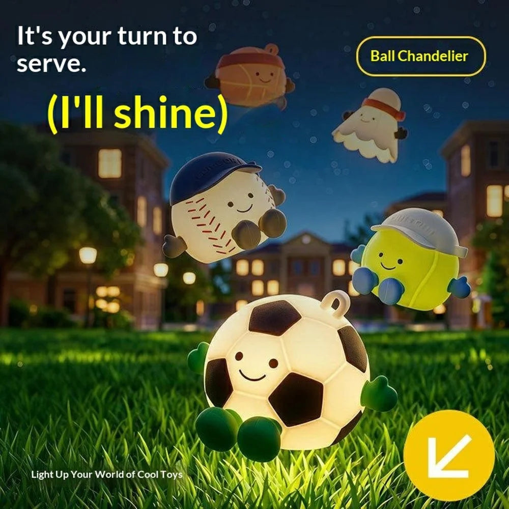 Sports Ball Silicone Night Light RGB Touch Dimmable USB-C Rechargeable Pendant Lamp - Football - 2