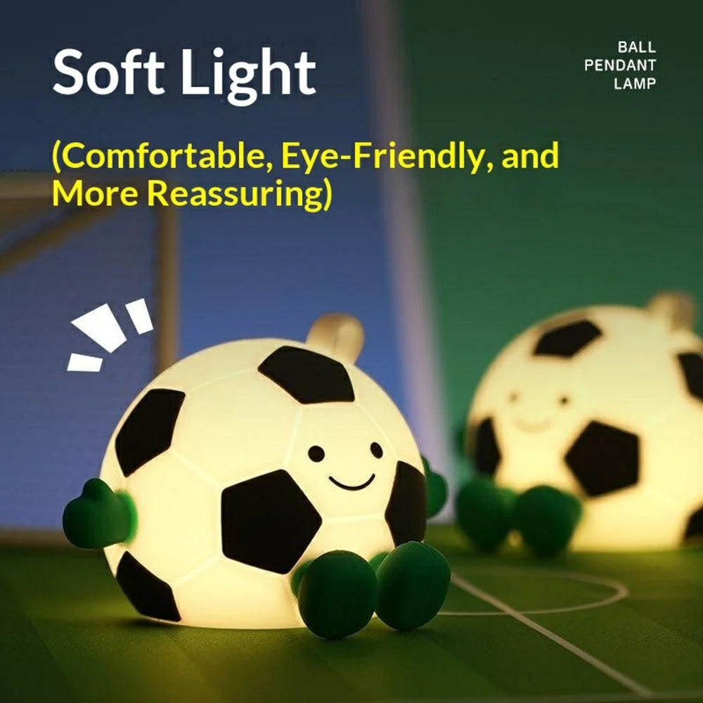Sports Ball Silicone Night Light RGB Touch Dimmable USB-C Rechargeable Pendant Lamp - Football - 3