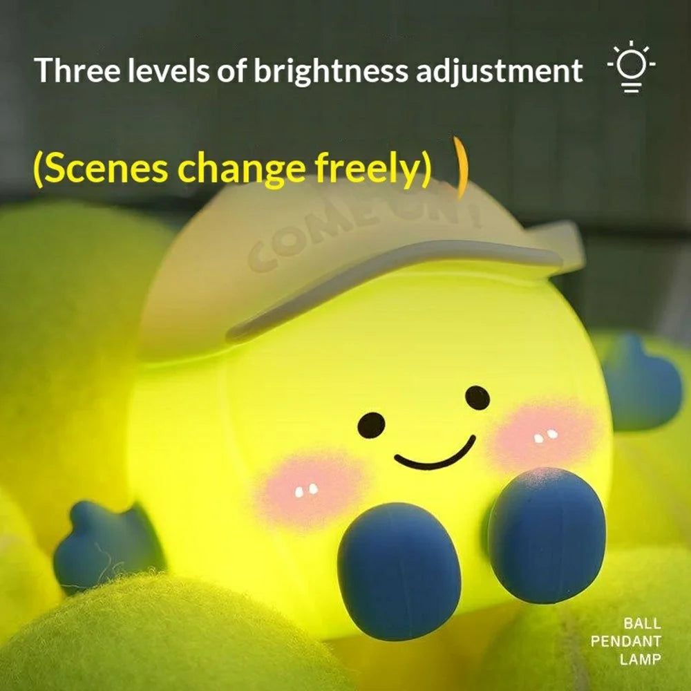 Sports Ball Silicone Night Light RGB Touch Dimmable USB-C Rechargeable Pendant Lamp - Football - 4