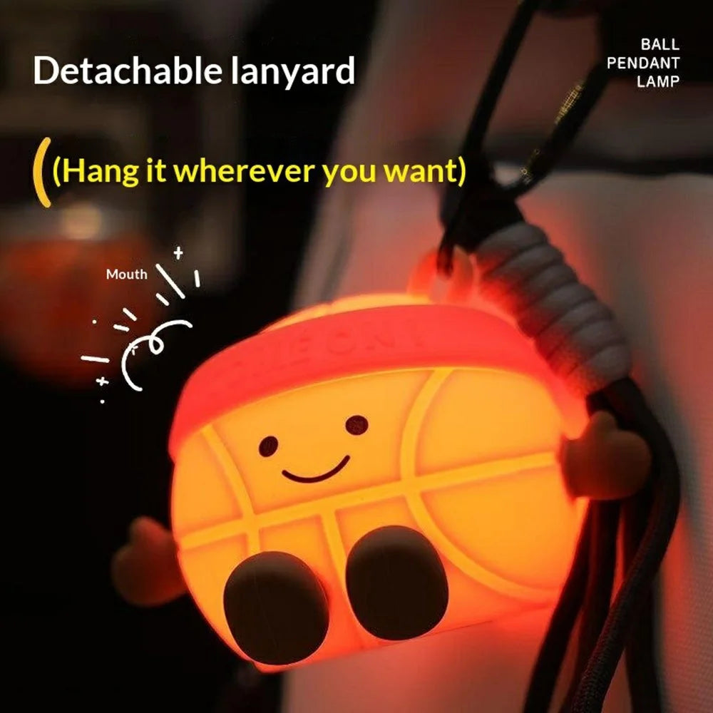 Sports Ball Silicone Night Light RGB Touch Dimmable USB-C Rechargeable Pendant Lamp - Football - 5
