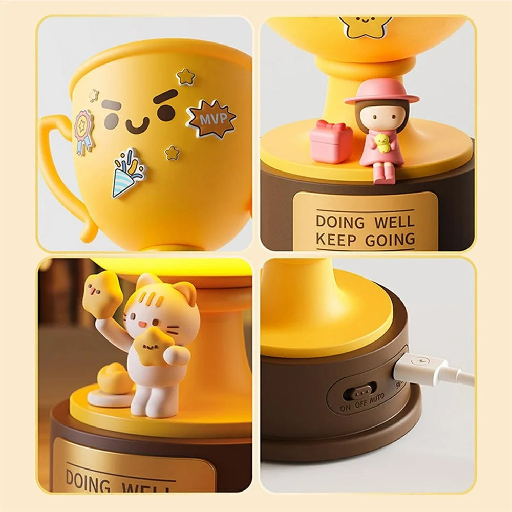DIY Trophy Night Light Tap-to-Light Kids Bedside Lamp USB Rechargeable 3-Level Dimmable - Style A - 5