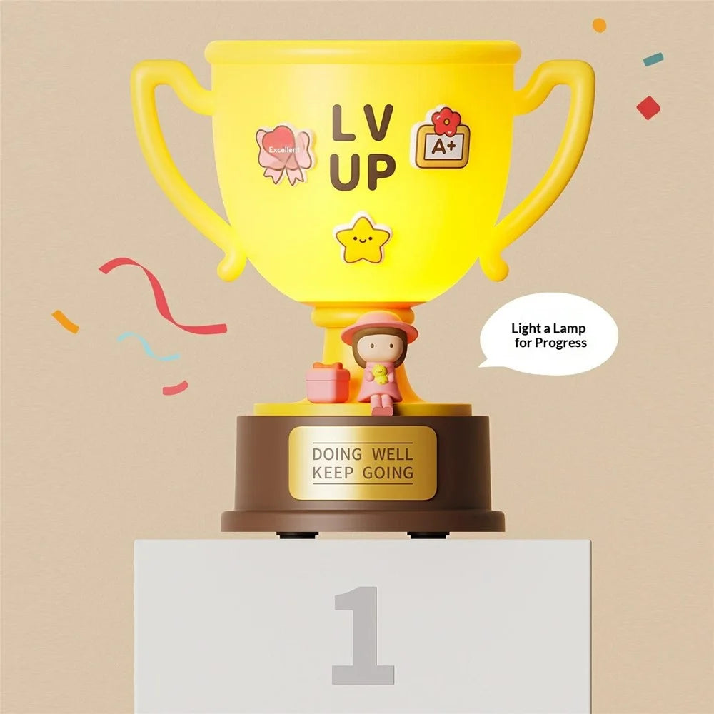 DIY Trophy Night Light Tap-to-Light Kids Bedside Lamp USB Rechargeable 3-Level Dimmable - Style A - 6