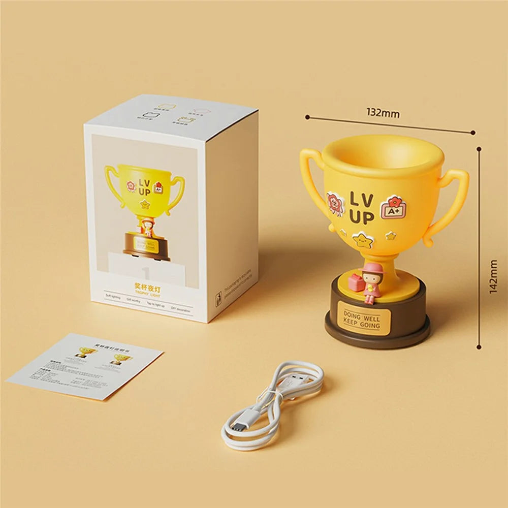 DIY Trophy Night Light Tap-to-Light Kids Bedside Lamp USB Rechargeable 3-Level Dimmable - Style A - 7