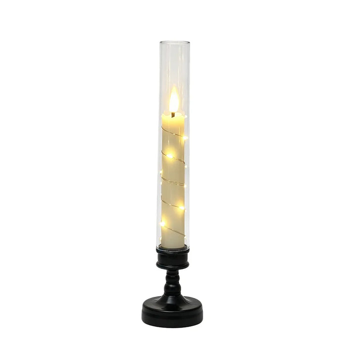 4Pcs Simulation Candle Copper Wire LED Lamp with Remote Control Battery Powered Halloween Table Decor - Black Base - 5