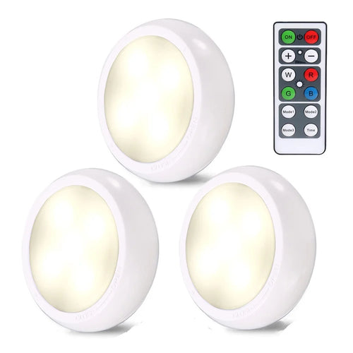 YD-002 3Pcs Remote Control RGBW Cabinet Light Battery Powered Dimmable Night Light for Kitchen Closet Stairs - 1