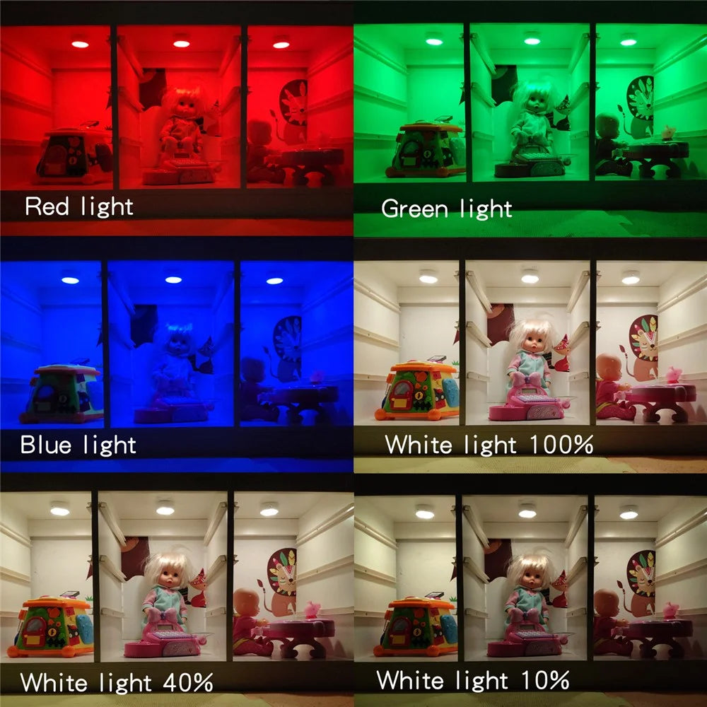 YD-002 3Pcs Remote Control RGBW Cabinet Light Battery Powered Dimmable Night Light for Kitchen Closet Stairs - 5