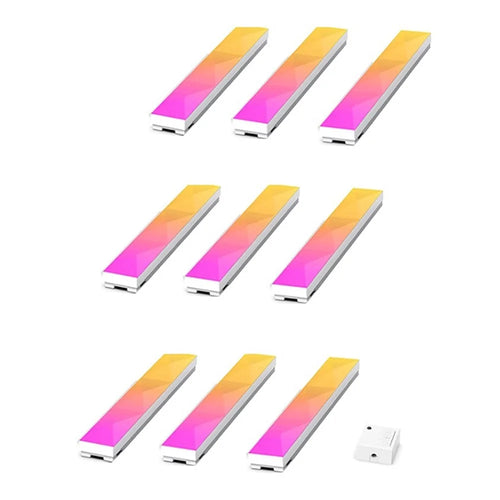 FWWSA8-23-9 9PCS WiFi Smart LED Wall Light Bar DIY RGBIC Color Changing Lamp Home Office Lighting Decor, US Plug - 1