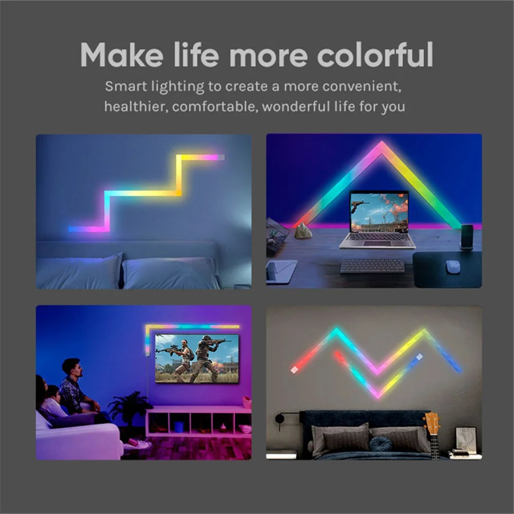 FWWSA8-23-6 6PCS Color Changing Wall Light Bar WiFi Smart LED DIY RGBIC Lamp Home Decoration - EU Plug - 6