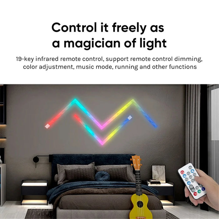 FWWSA8-23-12 12PCS DIY WiFi Smart RGBW LED Lamp Wall Light Bar Home Decoration - US Plug - 2