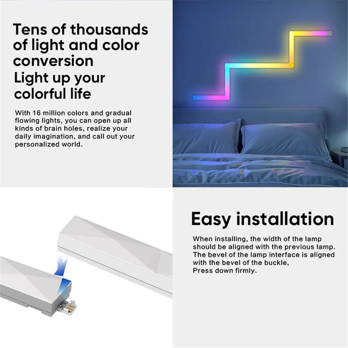 FWWSA8-23-12 12PCS DIY WiFi Smart RGBW LED Lamp Wall Light Bar Home Decoration - US Plug - 4