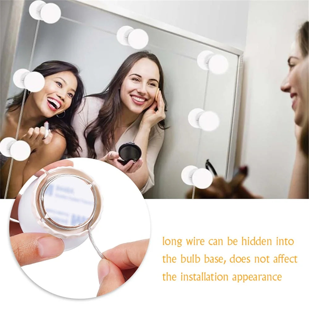 LED Vanity Lights for Mirror 10 Dimmable Bulbs Vanity Mirror Lights Kit 3 Color Modes USB Makeup Lights - 6