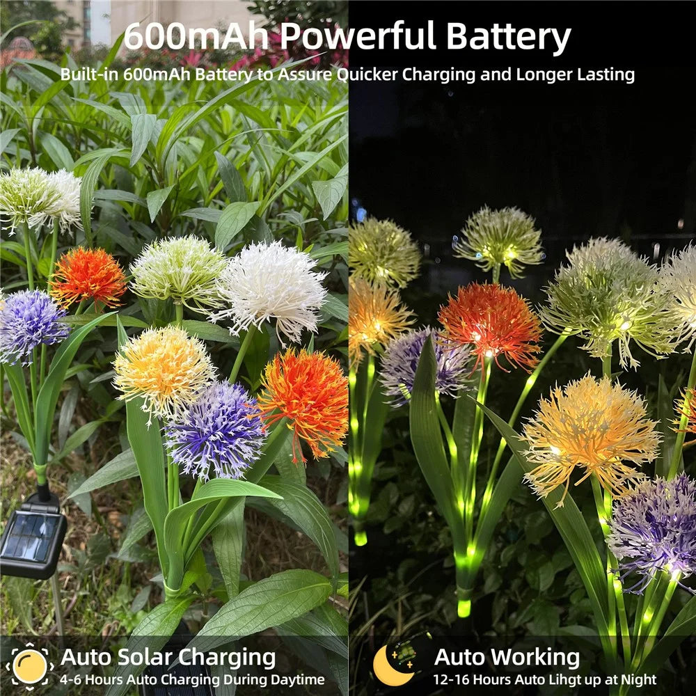 2Pcs Solar Powered Garden Lawn Lamp IP65 Waterproof Outdoor Gardening Light for Home Decoration - 2
