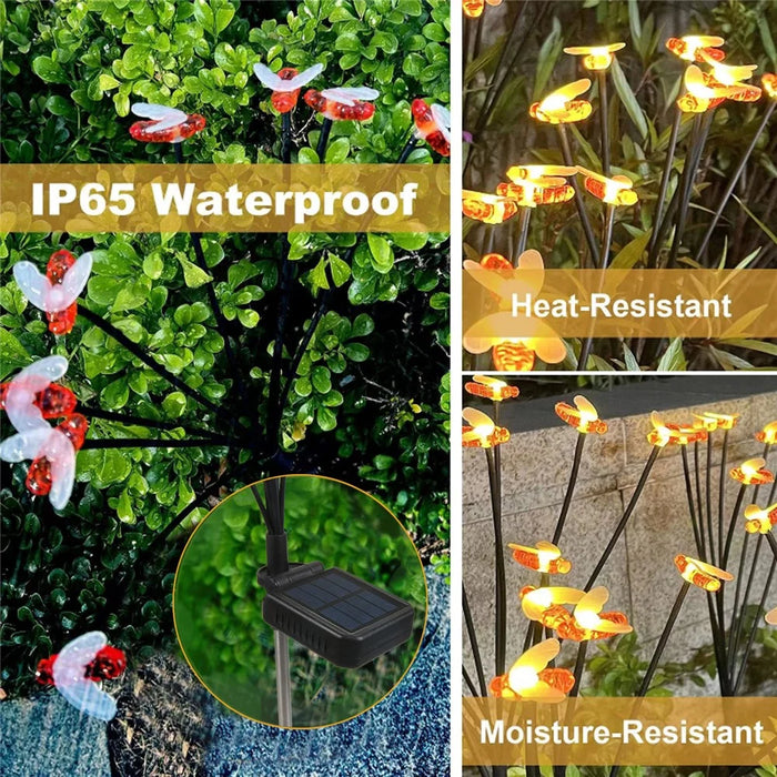 Solar Bee Firefly Light Outdoor Waterproof 8-LED Lamp Garden Decorative Light Yard Patio Pathway Decoration - 4