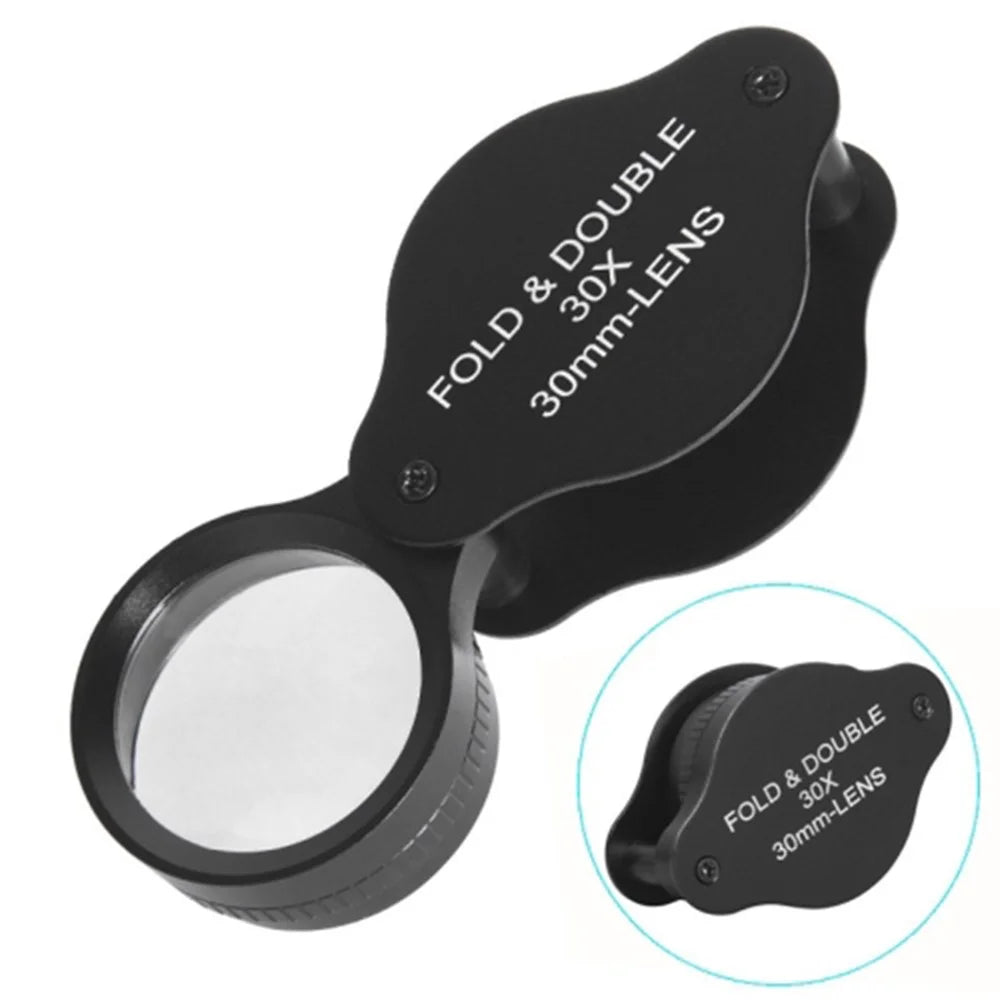 30mm Loupe Optical Glass Lens 30X Magnifier Jewelry Identification Folding Magnifying Glass - 6