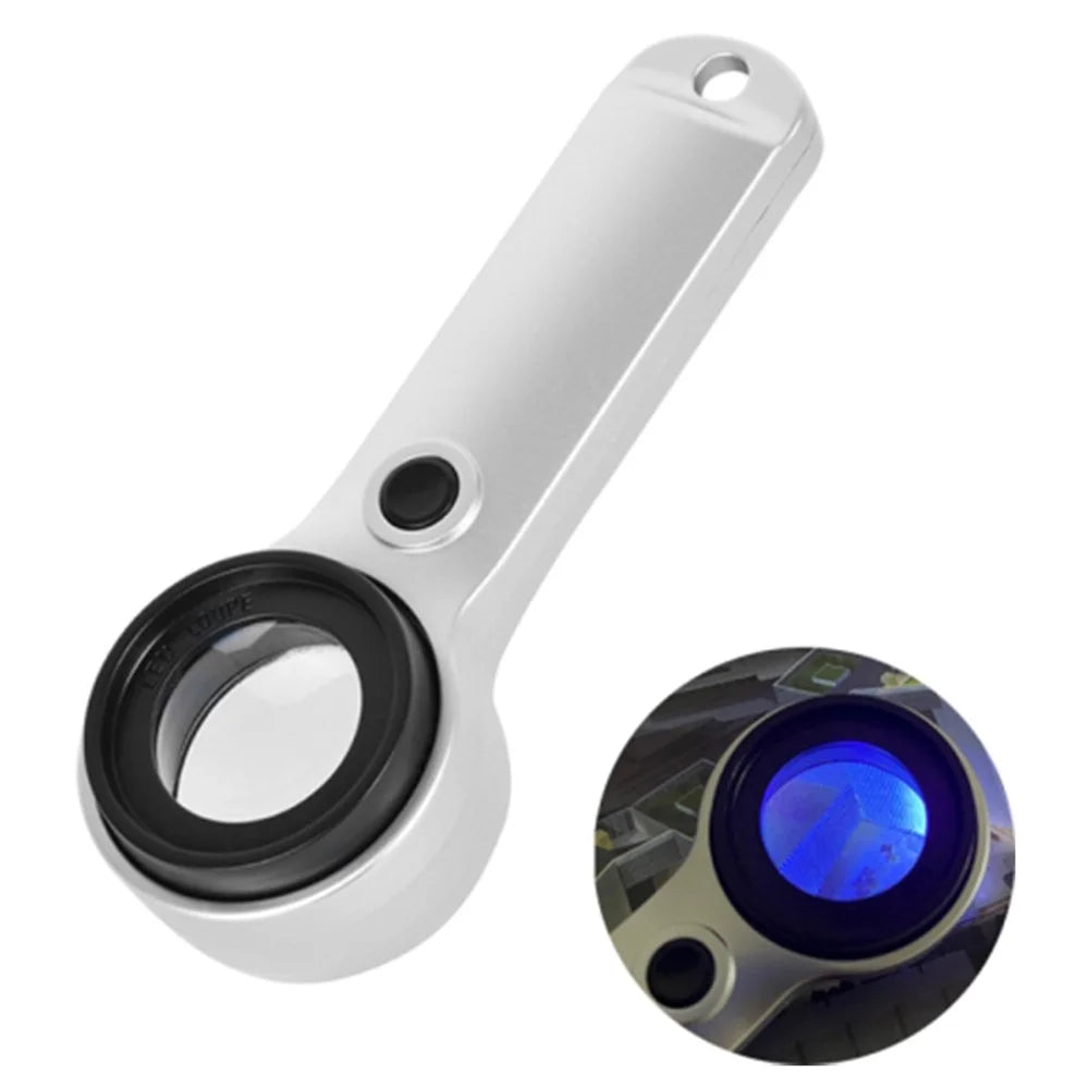 30X Hand-held ABS+Glass Lens Magnifier Rechargeable Jewelry Identification Magnifying Glass - 2