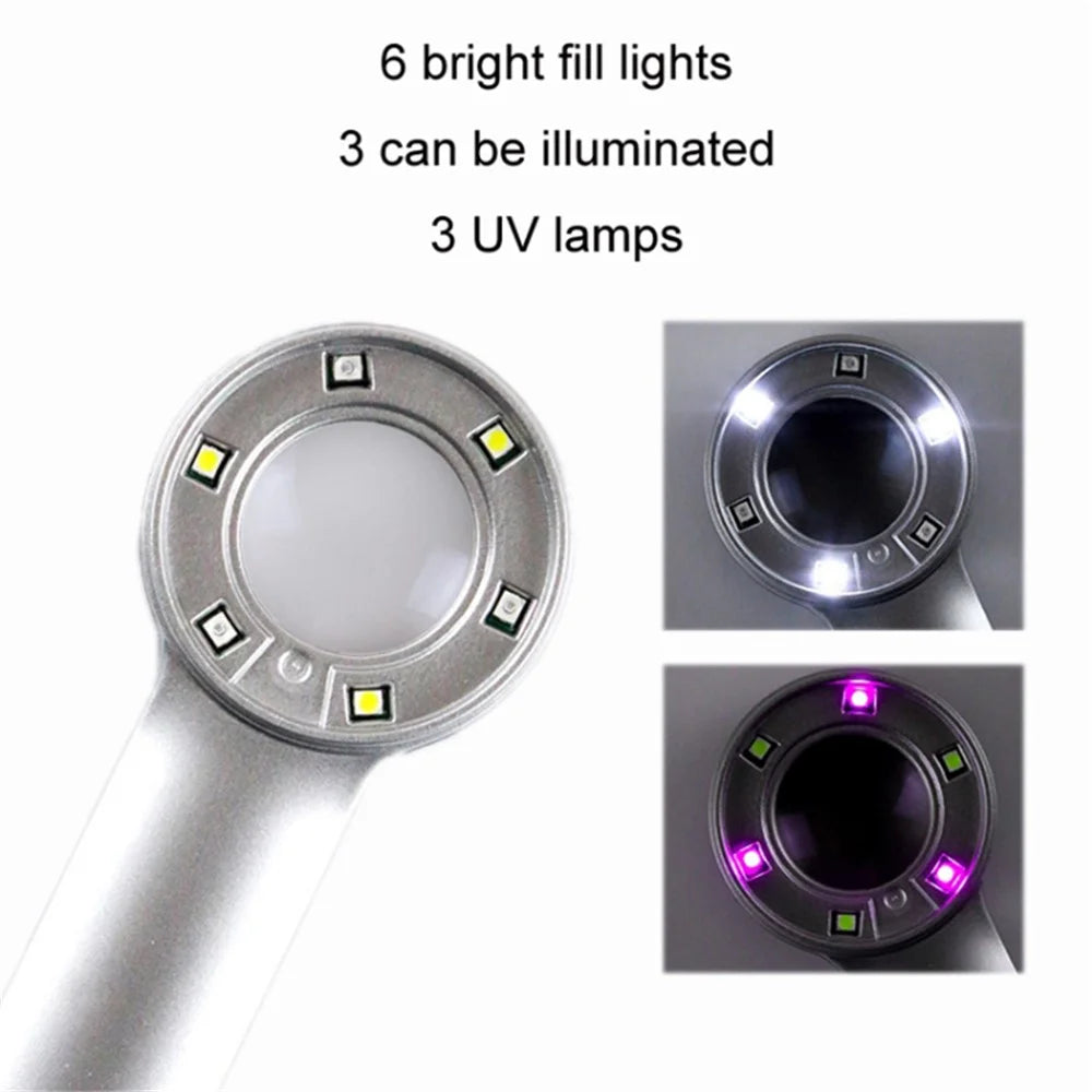 30X Hand-held ABS+Glass Lens Magnifier Rechargeable Jewelry Identification Magnifying Glass - 3