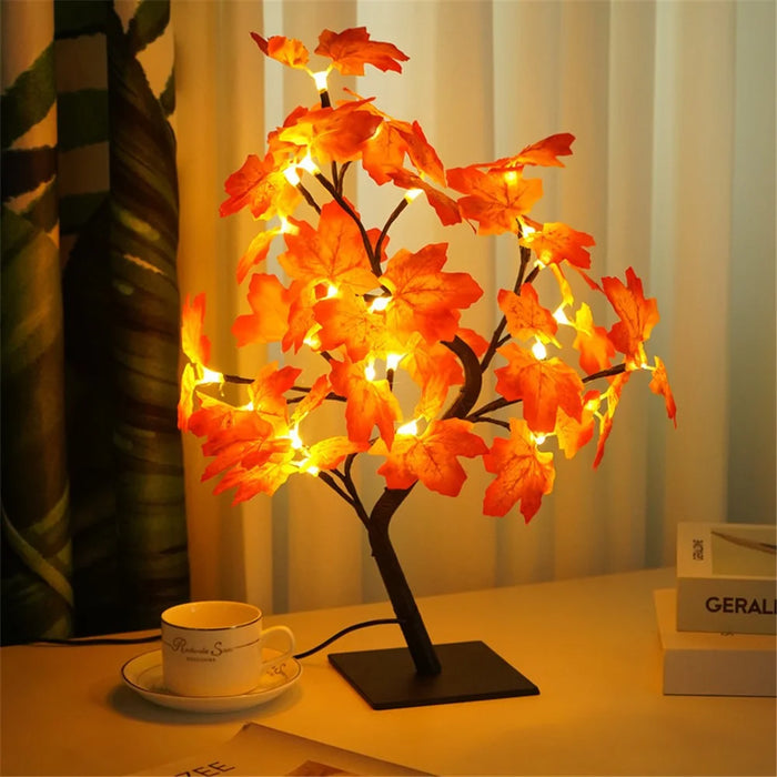 Artificial Maple Leaf Tree USB LED Light Plastic String Light Table Lamp for Festival Party Decoration Gift - 4