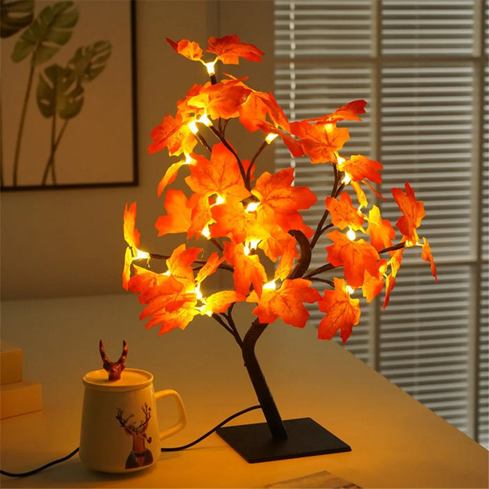 Artificial Maple Leaf Tree USB LED Light Plastic String Light Table Lamp for Festival Party Decoration Gift - 5
