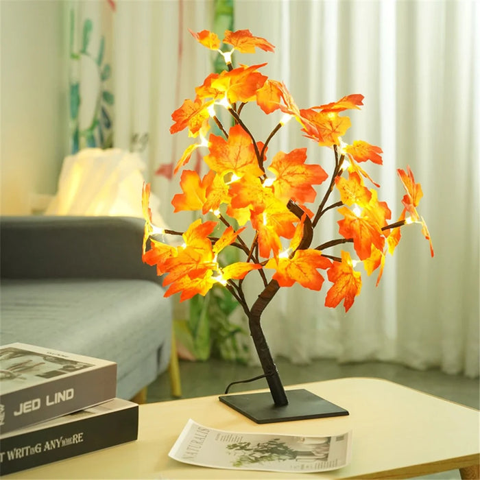 Artificial Maple Leaf Tree USB LED Light Plastic String Light Table Lamp for Festival Party Decoration Gift - 6