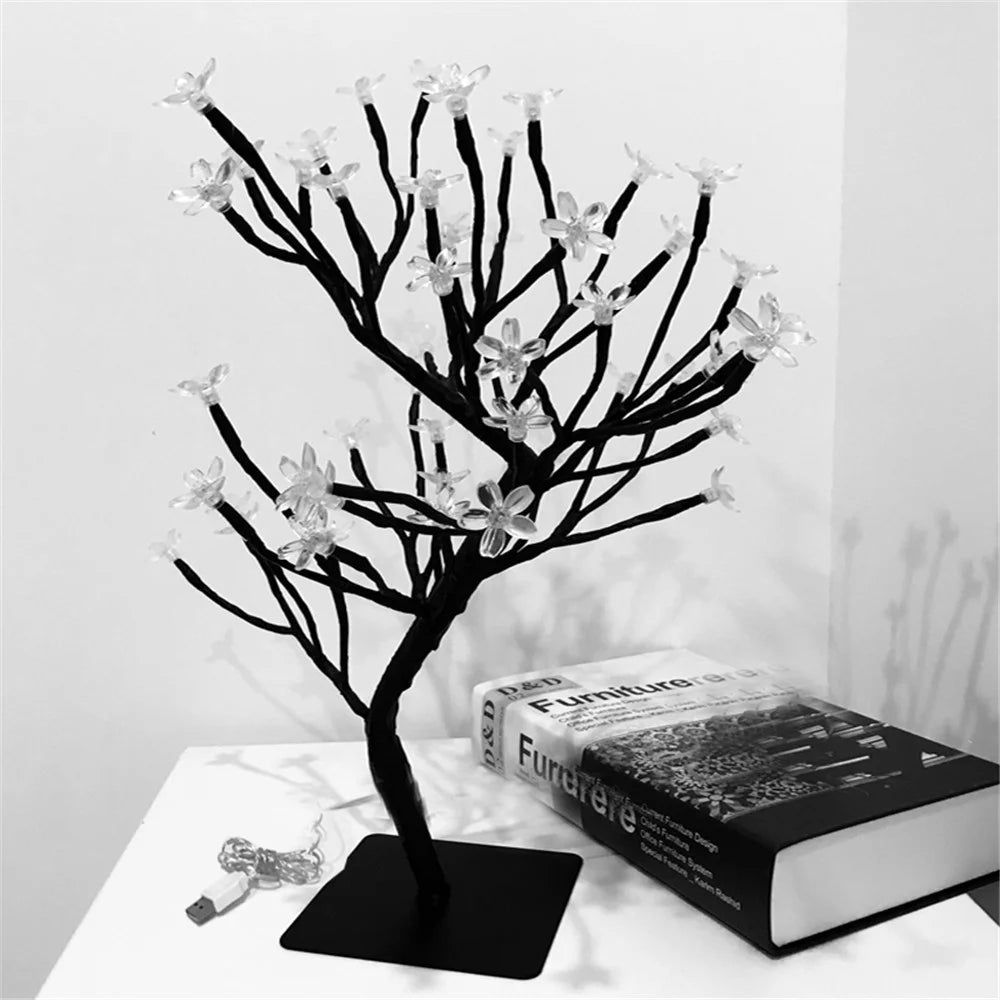 Artificial Sakura Tree 48 LEDs Light USB Powered Lamp with Detachable Case for Festival Party Decoration Gift - 3