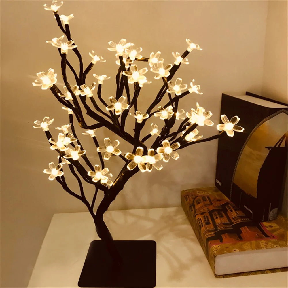 Artificial Sakura Tree 48 LEDs Light USB Powered Lamp with Detachable Case for Festival Party Decoration Gift - 5
