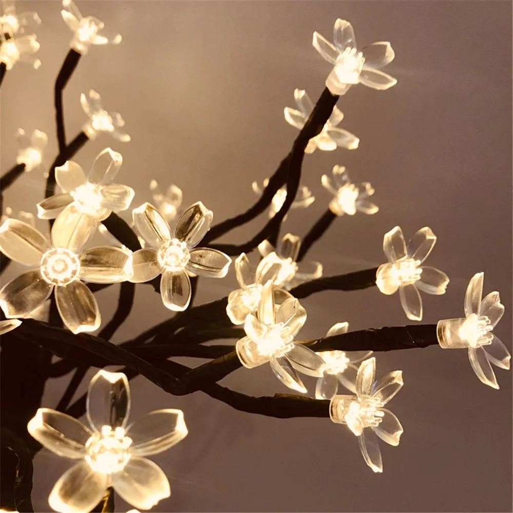 Artificial Sakura Tree 48 LEDs Light USB Powered Lamp with Detachable Case for Festival Party Decoration Gift - 6