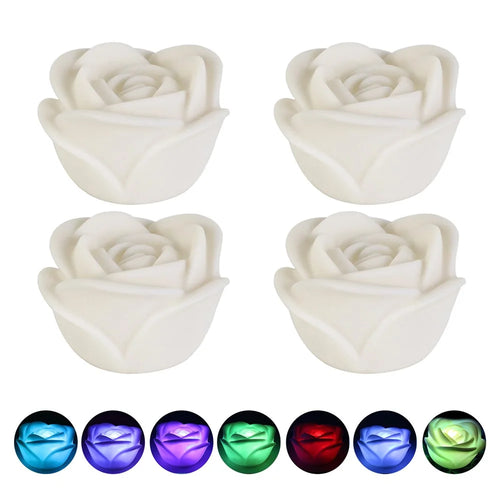 4Pcs Romantic Rose Flower Shape Colorful Tea Light Flameless LED Candle Light for Wedding Party - 1