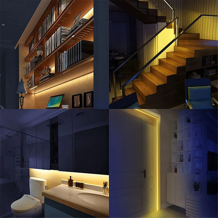 3m 90-LEDs 5V Battery Powered Sensing Light Light Strip Home Bathroom Cabinet Backlight Lamp Window Decor - Warm-White Light - 5