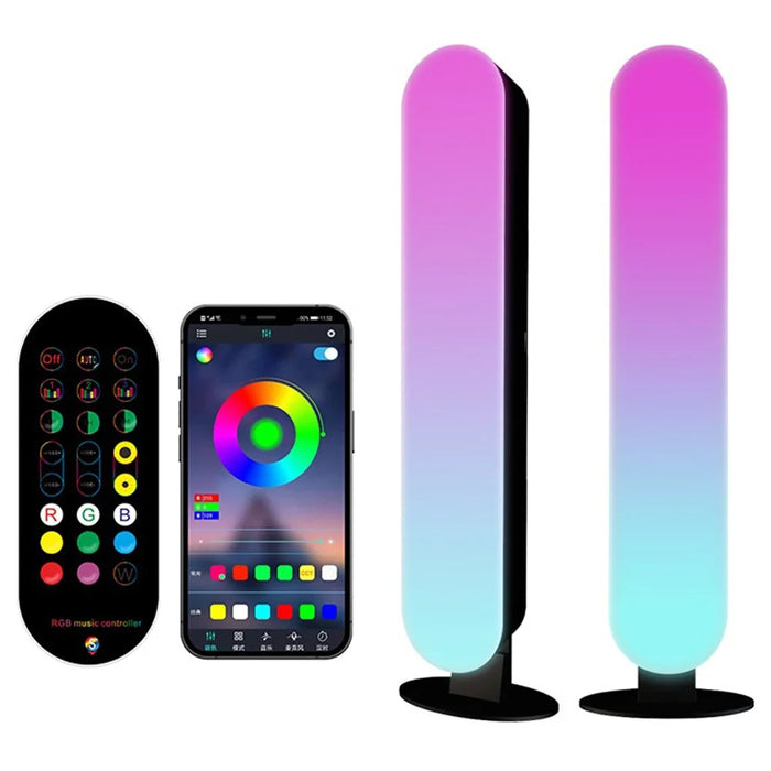 2PCS Bluetooth-compatible RGB Light Bar Color Changing Night Lamp Ambiance Music Sync TV Backlight with 24-key Remote Control - 1
