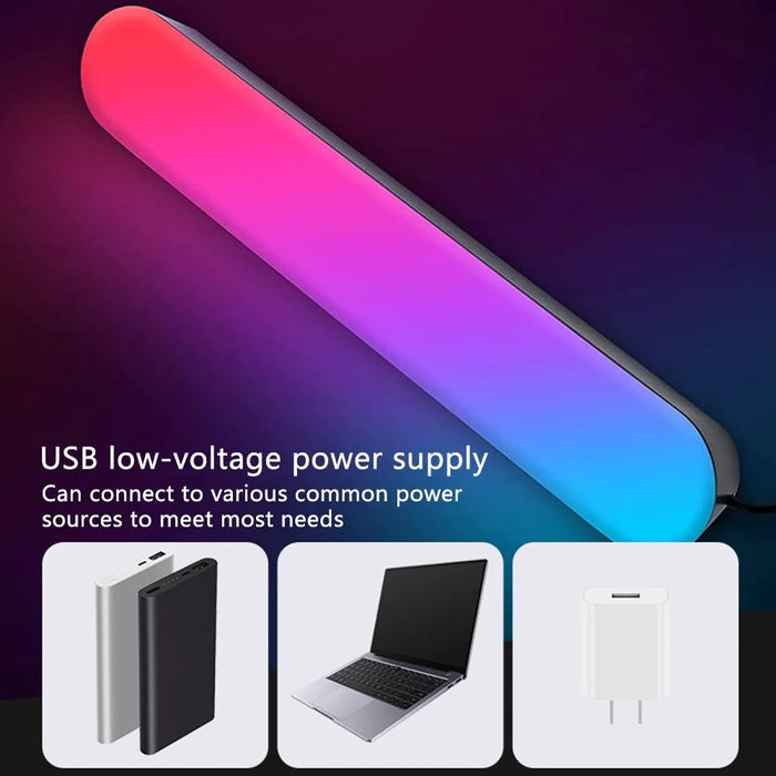 2PCS Bluetooth-compatible RGB Light Bar Color Changing Night Lamp Ambiance Music Sync TV Backlight with 24-key Remote Control - 2