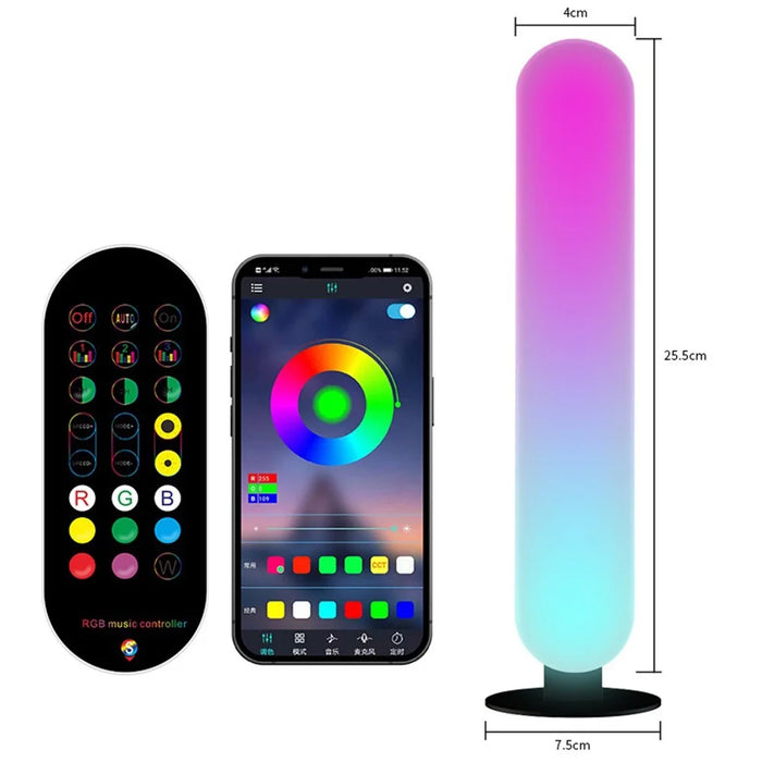 2PCS Bluetooth-compatible RGB Light Bar Color Changing Night Lamp Ambiance Music Sync TV Backlight with 24-key Remote Control - 7