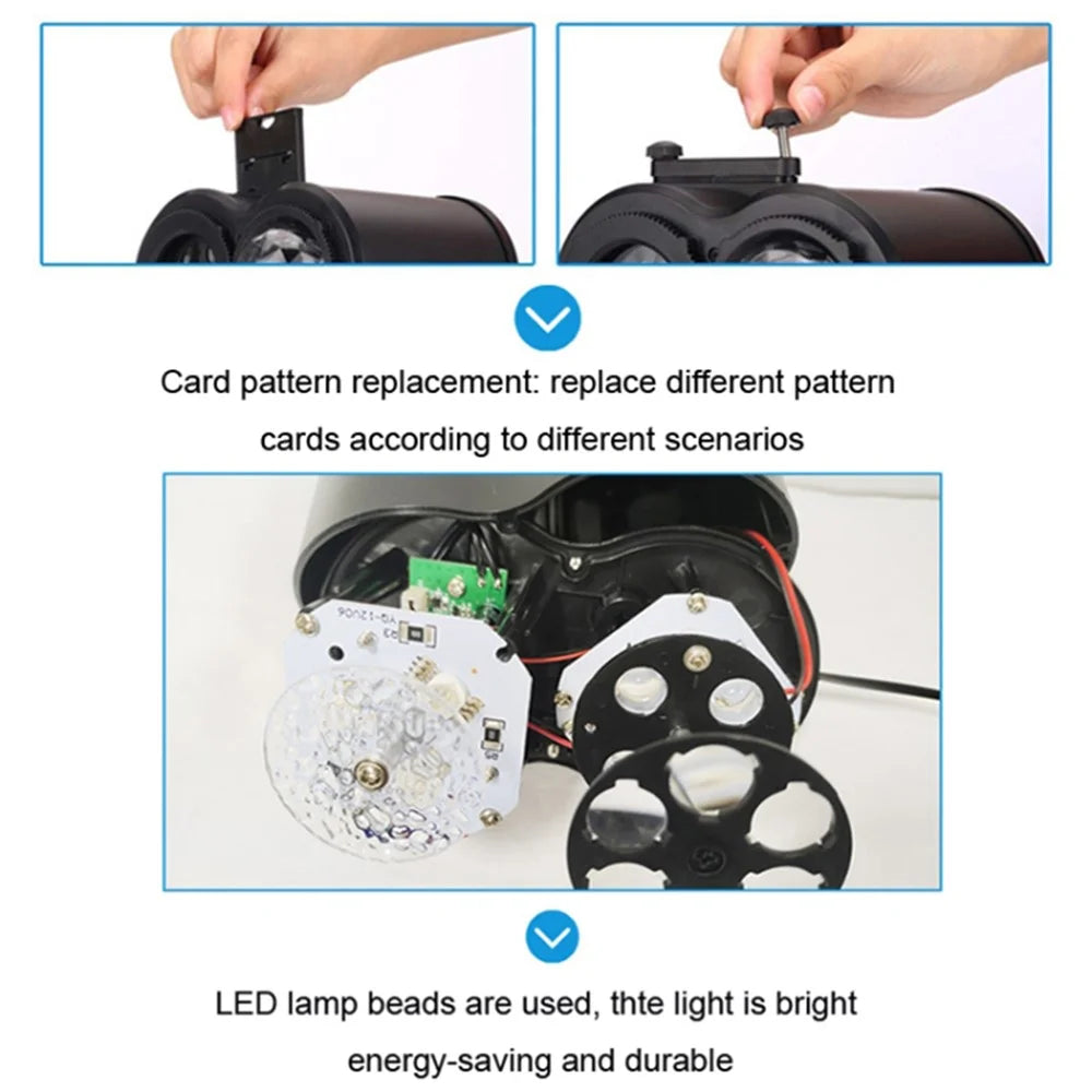 Dual Water Pattern Christmas Projection Lamp Indoor Decorative Projector Light with 16 Cards - US Plug - 5