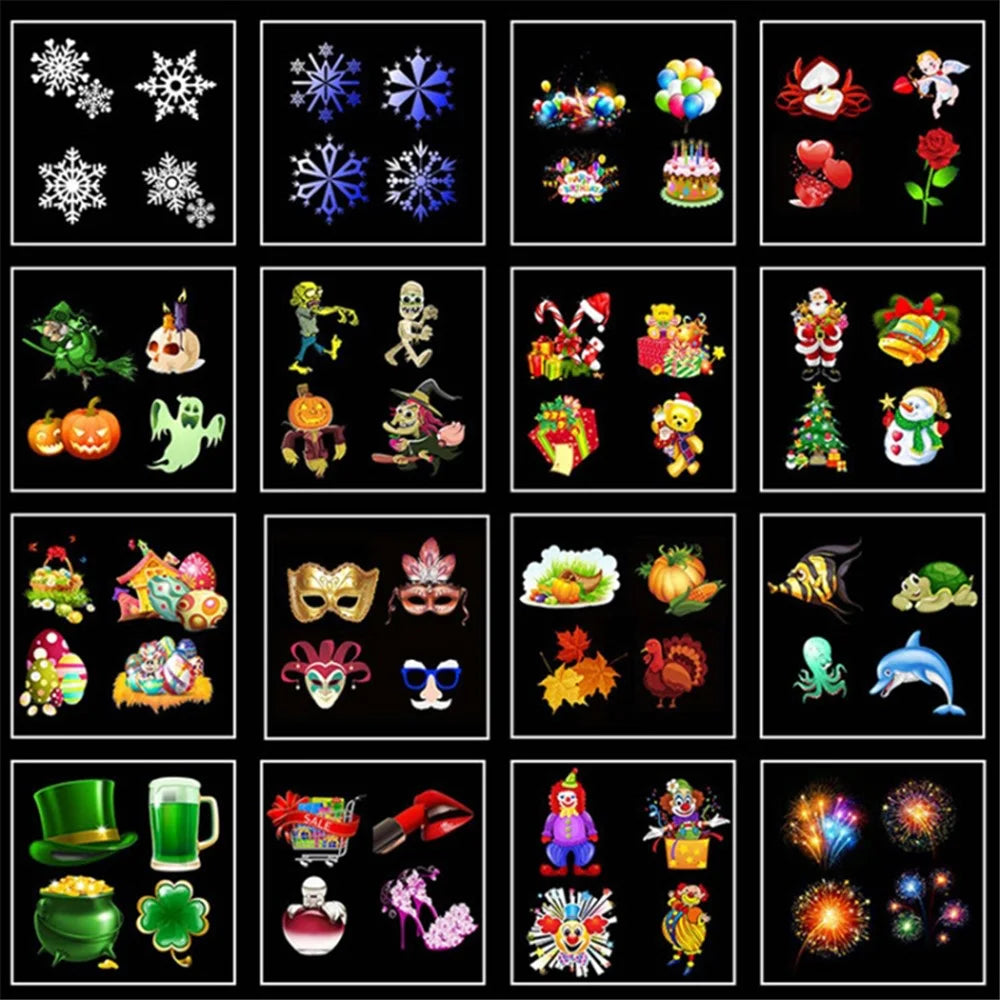 Dual Water Pattern Christmas Projection Lamp Indoor Decorative Projector Light with 16 Cards - US Plug - 6