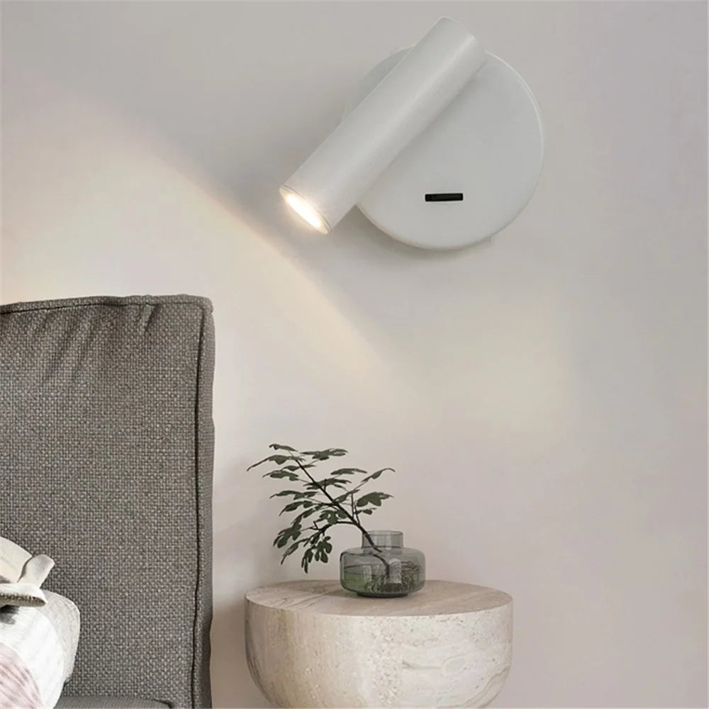 3105 Bedroom Bedside Wall Lamp 350-Degree Rotatable Reading Light Spotlight with Switch, 3W Warm Light - White - 2