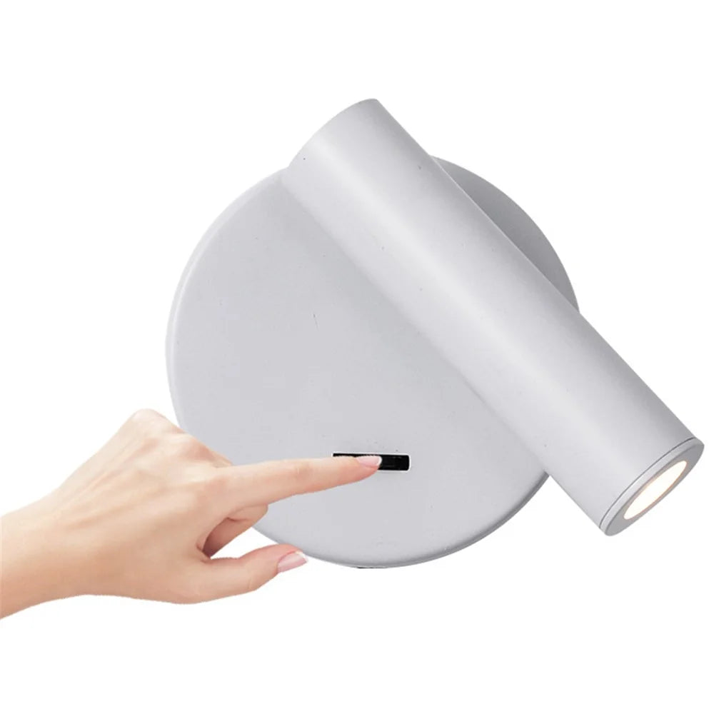 3105 Bedroom Bedside Wall Lamp 350-Degree Rotatable Reading Light Spotlight with Switch, 3W Warm Light - White - 3