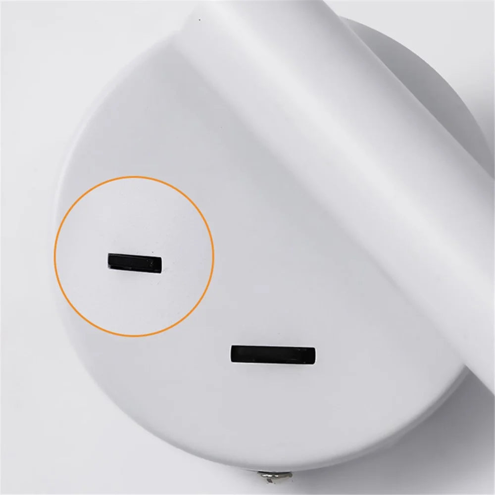 3105 Bedroom Bedside Wall Lamp 350-Degree Rotatable Reading Light Spotlight with Switch, 3W Warm Light - White - 7